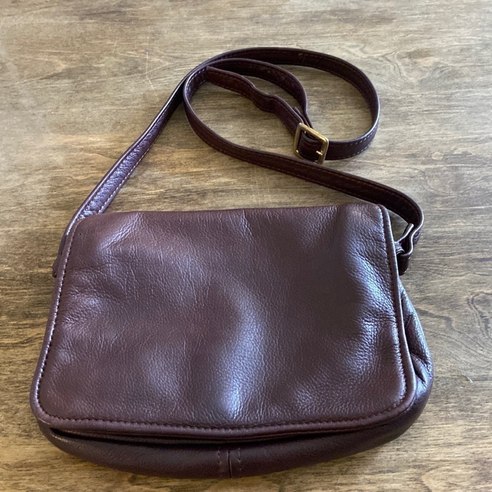 Victoria Leather Co crossbody flap purse brown bag Vintage